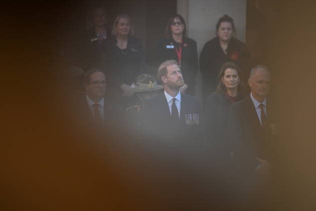 HARRY AND MEGHAN AUSTRALIA VISIT, Prince Harry, Duke of Sussex attends the Last Post ceremony during his visit to the Australian War Memorial in Canberra, Wednesday, April 15, 2026. ( NO ARCHIVING CANBERRA AUSTRALIAN CAPITAL TERRITORY AUSTRALIA  Copyright: xLUKASxCOCHx 20260415135241784687