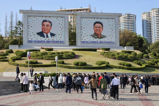NORTH KOREA, PYONGYANG - APRIL 15, 2026: Citizens gather on the Day of the Sun as the country celebrates 114 years since the birth of its founder Kim Il Sung (1912-1994). Stanislav Varivoda TASS  91289955