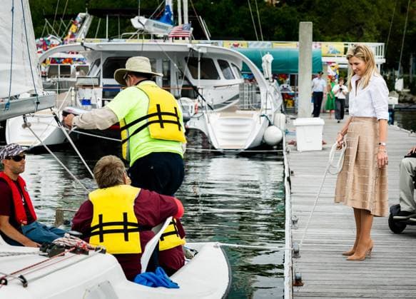 MIAMI - King Willem-Alexander and Queen Maxima are being shown around the Shake-a-Leg Marina, where they receive an explanation of the work of this organization that makes water sports accessible to people with disabilities. The visit was part of a three-day working visit to Philadelphia, Washington D.C., and Miami in the United States (US). REMKO DE WAAL ANP netherlands out - belgium out  Copyright: xx x555864876x originalFilename: 555864876.jpg