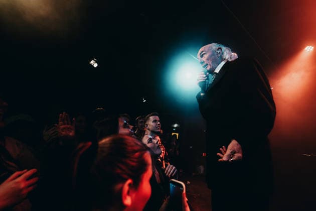 Pete & Bas live in Copenhagen, Denmark Copenhagen, Denmark. 15th, April 2026. The British hip hop duo Pete & Bas performs a live concert at Pumpehuset in Copenhagen. Here rapper Basil Bellgrave, a.k.a. Bas, is seen live on stage. Denmark, Copenhagen  Copyright: xGonzalesxPhoto MathiasxKristensenx
