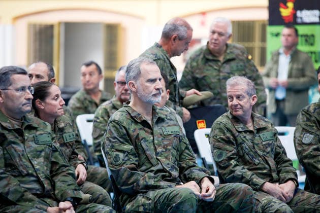 The King, Felipe VI, supervises in Viator Almería the project of the Experimental Brigade 2035 King Felipe VI visits the military base Álvarez de Sotomayor in Viator Almería to know the progress of the project of the Experimental Brigade 2035 On April 16, 2026 in Viator, Almería Andalucía, Spain This visit is part of the Tactical Experimentation Campaign number 3 organized by the Future Force Center of the Spanish Army, based on battlefield robotization and new combat strategies A project that constitutes the main framework for the practical implementation of experimentation activities linked to the transformation process of the Army 16 APRIL 2026 Marian Leó Almeria Andalucia, Spain Almeria Andalucia, Spain Spain Spain  Copyright: xMarianxLeonx 7445074