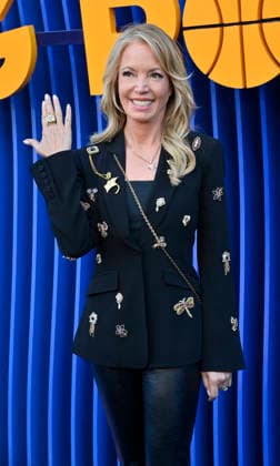 Jeanie Buss attends the premiere of Netflix s Season 2 TV series sport comedy Running Point at the Egyptian Theatre in the Hollywood section of Los Angeles on Wednesday, April 15, 2026. Storyline: Isla Gordon, overlooked her whole life, is appointed President of the LA Waves basketball team, a family business, when her brother enters rehab. She aims to prove she is the right choice despite skepticism.  LAP2026041541 JIMxRUYMEN