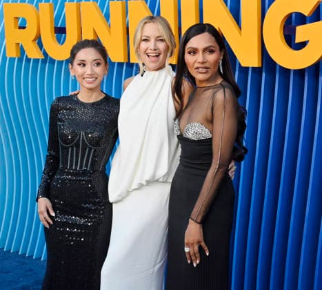 Cast members Brenda Song, Kate Hudson, and Mindy Kaling (L-R) attend the premiere of Netflix s Season 2 TV series sport comedy Running Point at the Egyptian Theatre in the Hollywood section of Los Angeles on Wednesday, April 15, 2026. Storyline: Isla Gordon, overlooked her whole life, is appointed President of the LA Waves basketball team, a family business, when her brother enters rehab. She aims to prove she is the right choice despite skepticism.  LAP2026041514 JIMxRUYMEN
