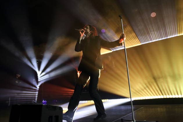 Christian Schottstädt from the band Forced To Mode at a concert in the Columbiahalle in Berlin, April 16, 2026 Forced To Mode concert Berlin