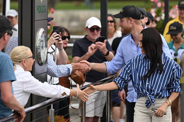 HARRY AND MEGHAN AUSTRALIA VISIT, Prince Harry and Meghan, the Duke and Duchess of Sussex at the Cruising Yacht Club of Australia after sailing on Sydney Harbour with Invictus Australia during a visit to Australia, Sydney, Friday, April 17, 2026. ( NO ARCHIVING SYDNEY NEW SOUTH WALES AUSTRALIA  Copyright: xDEANxLEWINSx 20260417136387825985