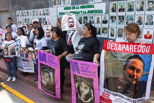 April 17, 2026, Mexico City, Mexico: Members of search collectives and families called a press conference to report more than one thousand findings of human remains and bone fragments during search efforts in the Tlahuac Chalco area, at the Center for Comprehensive Care for the Search of Persons in Mexico City. Mexico City Mexico  - ZUMAl178 20260417_znp_l178_001 Copyright: xCristianxLeyvax