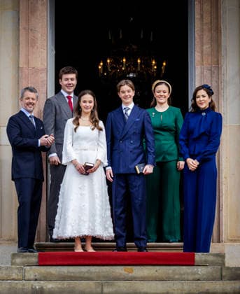 18-04-2026 Denmark King Frederik and Queen Mary and Prince Christian and Princess Isabella attend the confirmation of Prince Vincent and Princess Josephine in Fredensborg Castle church in Denmark. Â  Copyright: xPPEx