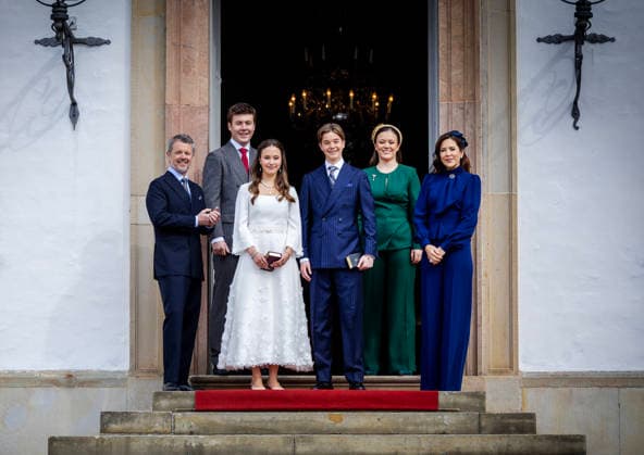 18-04-2026 Denmark King Frederik and Queen Mary and Prince Christian and Princess Isabella attend the confirmation of Prince Vincent and Princess Josephine in Fredensborg Castle church in Denmark. Â  Copyright: xPPEx