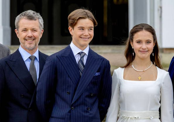 18-04-2026 Denmark King Frederik attend the confirmation of Prince Vincent and Princess Josephine in Fredensborg Castle church in Denmark. Â  Copyright: xPPEx