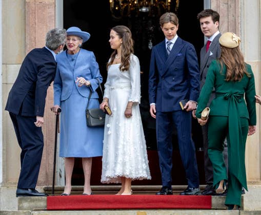 18-04-2026 Denmark Queen Margrethe and King Frederik and Queen Mary and Prince Christian and Princess Isabella attend the confirmation of Prince Vincent and Princess Josephine in Fredensborg Castle church in Denmark. Â  Copyright: xPPEx