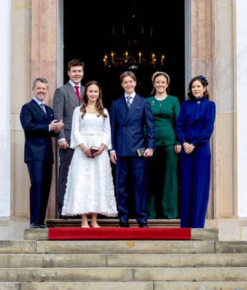 18-04-2026 Denmark King Frederik and Queen Mary and Prince Christian and Princess Isabella attend the confirmation of Prince Vincent and Princess Josephine in Fredensborg Castle church in Denmark. Â  Copyright: xPPEx