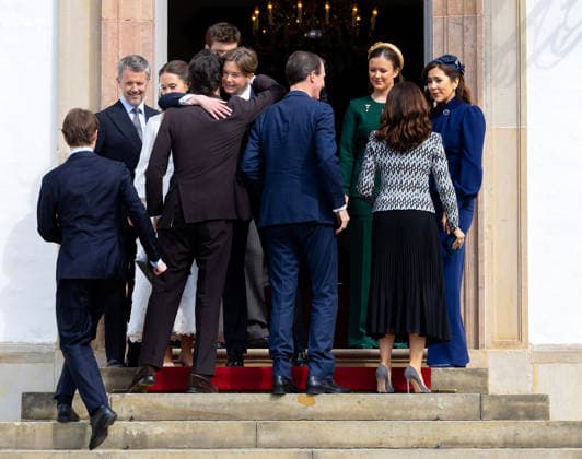 18-04-2026 Denmark Prince Joachim, Princess Marie, Count Felix, and Count Nikolai and King Frederik and Queen Mary and Prince Christian and Princess Isabella attend the confirmation of Prince Vincent and Princess Josephine in Fredensborg Castle church in Denmark. Â  Copyright: xPPEx