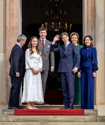 18-04-2026 Denmark King Frederik and Queen Mary and Prince Christian and Princess Isabella attend the confirmation of Prince Vincent and Princess Josephine in Fredensborg Castle church in Denmark. Â  Copyright: xPPEx