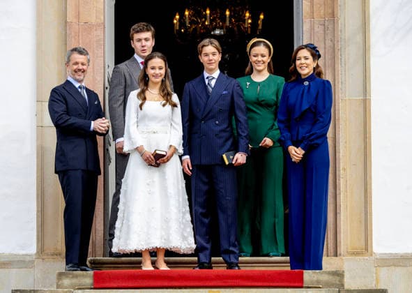 18-04-2026 Denmark King Frederik and Queen Mary and Prince Christian and Princess Isabella attend the confirmation of Prince Vincent and Princess Josephine in Fredensborg Castle church in Denmark. Â  Copyright: xPPEx