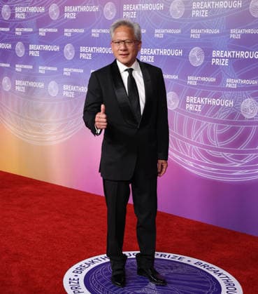 Breakthrough Prize Ceremony Red Carpet 2026 SANTA MONICA, CA - APRIL 18: President and CEO of NVIDIA Jensen Huang attends the 12th Annual Breakthrough Prize Awards and Ceremony at Barker Hangar in Santa Monica of Los Angeles, California, United States on April 18, 2026. Tayfun Coskun Anadolu California United States. Editorial use only. Please get in touch for any other usage.  Copyright: x2026xAnadoluxTayfunxCoskunx