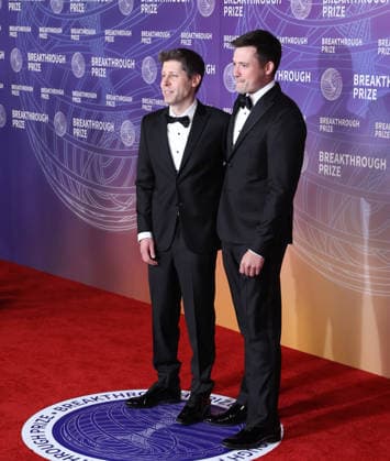 Breakthrough Prize Ceremony Red Carpet 2026 SANTA MONICA, CA - APRIL 18: OpenAI CEO Sam Altman (left) and Oliver Mulherin (right) attend the 12th Annual Breakthrough Prize Awards and Ceremony at Barker Hangar in Santa Monica of Los Angeles, California, United States on April 18, 2026. Tayfun Coskun Anadolu California United States. Editorial use only. Please get in touch for any other usage.  Copyright: x2026xAnadoluxTayfunxCoskunx