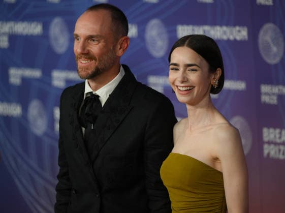Breakthrough Prize Ceremony Red Carpet 2026 SANTA MONICA, CA - APRIL 18: Lily Collins and her husband Charlie McDowell attend the 12th Annual Breakthrough Prize Awards and Ceremony at Barker Hangar in Santa Monica of Los Angeles, California, United States on April 18, 2026. Tayfun Coskun Anadolu California United States. Editorial use only. Please get in touch for any other usage.  Copyright: x2026xAnadoluxTayfunxCoskunx