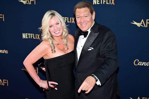 Joe Piscopo and his wife Kimberly Driscoll attend the 51st American Film Institute (AFI) Life Achievement Award ceremony at The Dolby Theatre in the Hollywood section of Los Angeles on Saturday, April 18, 2026. Hollywood legends gathered Saturday at the gala tribute to Eddie Murphy in celebration of his five-decade career.  LAP2026041801 JOHNxMCCOY