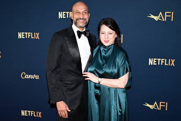 Keegan-Michael Key and his wife Elle Key attend the 51st American Film Institute (AFI) Life Achievement Award ceremony at The Dolby Theatre in the Hollywood section of Los Angeles on Saturday, April 18, 2026. Hollywood legends gathered Saturday at the gala tribute to Eddie Murphy in celebration of his five-decade career.  LAP2026041802 JOHNxMCCOY