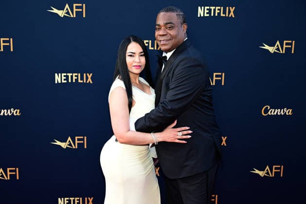 Tracy Morgan and his guest attend the 51st American Film Institute (AFI) Life Achievement Award ceremony at The Dolby Theatre in the Hollywood section of Los Angeles on Saturday, April 18, 2026. Hollywood legends gathered Saturday at the gala tribute to Eddie Murphy in celebration of his five-decade career.  LAP2026041831 JOHNxMCCOY