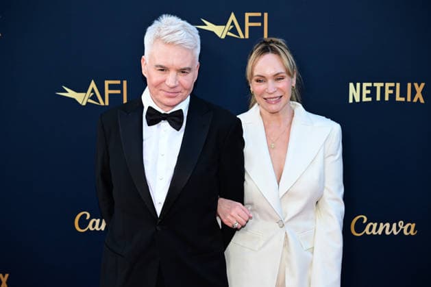 Mike Meyers and his wife Kelly Tisdale attend the 51st American Film Institute (AFI) Life Achievement Award ceremony at The Dolby Theatre in the Hollywood section of Los Angeles on Saturday, April 18, 2026. Hollywood legends gathered Saturday at the gala tribute to Eddie Murphy in celebration of his five-decade career.  LAP2026041843 JOHNxMCCOY