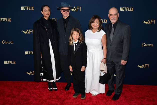 Autumn Durald Arkapaw, left, with family members attends the 51st American Film Institute (AFI) Life Achievement Award ceremony at The Dolby Theatre in the Hollywood section of Los Angeles on Saturday, April 18, 2026. Hollywood legends gathered Saturday at the gala tribute to Eddie Murphy in celebration of his five-decade career.  LAP2026041817 JOHNxMCCOY