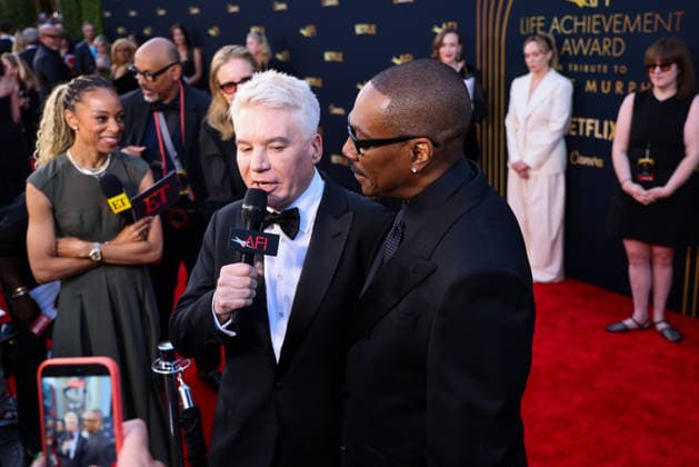 April 18, 2026, Hollywood, California, USA: American and Canadian Born Comic Actor MIKE MYERS (62), of Austin Powers fame, and friend EDDIE MURPHY (65) are on the Red Carpet together before Murphy receives the American Film InstituteÃ¢â‚¬â ¢s (AFI) Life Time Achievement Award on April 18, 2026 in Hollywood, California at the Dolby Theater, Los Angeles. Hollywood USA - ZUMAk144 20260418_znp_k144_042 Copyright: xAmyxKatzx
