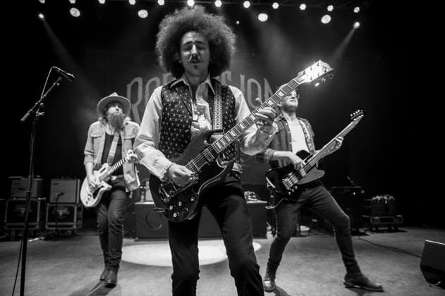 Robert Jon & The Wreck at Shepherds Bush Empire 18 04 26 American five-piece blues rock and Southern rock band from California, Robert Jon & The Wreck perform at O2 Shepherds Bush Empire in London on 18th April 2026. Image converted to black and white. Robert Jon Burrison Lead vocals, guitar Andrew Espantman Drums, backing vocals Warren Murrel Bass guitar Henry James (Schneekluth) Lead guitar, vocals Jake Abernathie Keyboards, Credit:Zoran Veselinovic Avalon UK, London, O2 Shepherds Bush Empire  Copyright: xZoranxVeselinovicx xAvalonx 1092669363