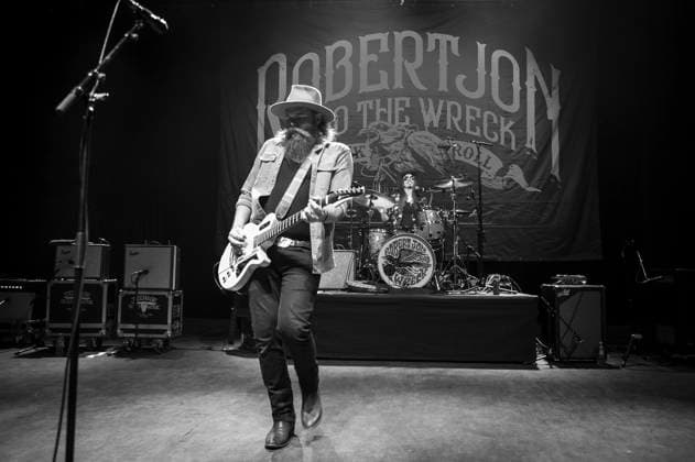 Robert Jon & The Wreck at Shepherds Bush Empire 18 04 26 American five-piece blues rock and Southern rock band from California, Robert Jon & The Wreck perform at O2 Shepherds Bush Empire in London on 18th April 2026. Image converted to black and white. Robert Jon Burrison Lead vocals, guitar Andrew Espantman Drums, backing vocals Warren Murrel Bass guitar Henry James (Schneekluth) Lead guitar, vocals Jake Abernathie Keyboards, Credit:Zoran Veselinovic Avalon UK, London, O2 Shepherds Bush Empire  Copyright: xZoranxVeselinovicx xAvalonx 1092669370
