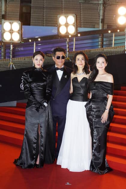 HONG KONG, CHINA - APRIL 19: (L-R) Actress Joyce Tang Lai Ming, actor Louis Koo Tin-lok, actress Jessica Hsuan and actress Sonija Kwok arrive at the red carpet for the 44th Hong Kong Film Awards on April 19, 2026 in Hong Kong, China.  Copyright: xVCGx 111635871036