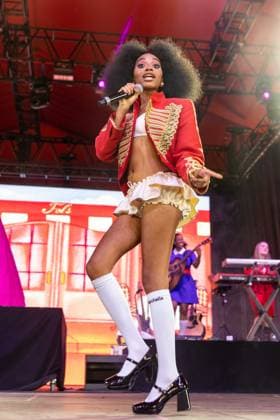 April 19, 2026, Indio, California, U.S: Singer FLOWEROVLOVE (JOYCE CISSE) during Coachella Valley Music and Arts Festival at Empire Polo Club in Indio, California Indio U.S  - ZUMAs135 20260419_zap_s135_001 Copyright: xDanielxDeSloverx