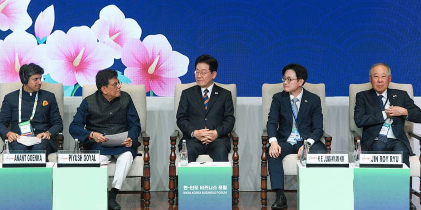 India Korea Business Forum New Delhi, April 20 (ANI): President of the Republic of Korea, Lee Jae Myung, Union Minister of Commerce and Industry Piyush Goyal and others at India Korea Business Forum at Bharat Mandapam, in New Delhi on Monday. NEW DELHI Delhi India Copyright: xANIx ANI_20260420315