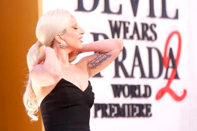 Lady Gaga arrives on the red carpet for the 20th Century Studios The Devil Wears Prada 2 World Premiere at David Geffen Hall, Lincoln Center, on Monday, April 20, 2026 in New York City.  NYP20260420205 JOHNxANGELILLO