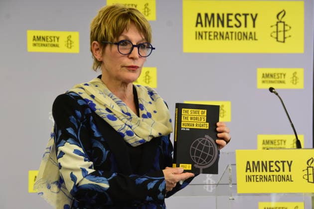 Secretary General of Amnesty International Agnes Callamard press conference in London LONDON, UNITED KINGDOM - APRIL 20: Agnes Callamard, Secretary General of Amnesty International, holds the State of the World s Human Rights Report during a press conference in London, United Kingdom, on April 20, 2026. Callamard, alongside UK Director Kerry Moscogiuri and MENA Director Heba Morayef, shared findings from the report, stating that some countries are undermining the foundations of human rights and the multilateral system for their own gains. Behlul Cetinkaya Anadolu London United Kingdom. Editorial use only. Please get in touch for any other usage.  Copyright: x2026xAnadoluxBehlulxCetinkayax