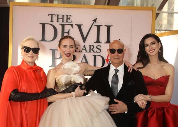 April 20, 2026, New York, New York, USA: Actors MERYL STREEP, EMILY BLUNT, STANLEY TUCCI and ANNE HATHAWAY seen at the World Premiere for The Devil Wears Prada 2 held at Lincoln Center. New York USA  - ZUMAk03_ 20260420_zaf_k03_169 Copyright: xNancyxKaszermanx