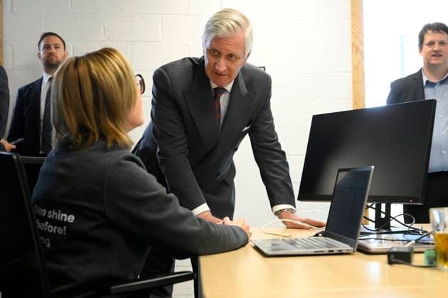 Interregional Royal Visit to WalloniaFlanders 2026 LOUVAIN - LA-NEUVE, BELGIUM - APRIL 21: King Philippe of Belgium pictured visiting Odoo during the first Interregional Royal Visit to WalloniaFlanders on April 21, 2026 in Louvain - La-Neuve, Belgium, 21 04 2026 Louvain - La-Neuve Belgium  Copyright: xPhilipxReynaersx