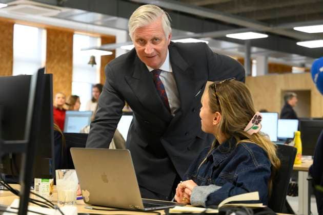 Interregional Royal Visit to WalloniaFlanders 2026 LOUVAIN - LA-NEUVE, BELGIUM - APRIL 21: King Philippe of Belgium pictured visiting Odoo during the first Interregional Royal Visit to WalloniaFlanders on April 21, 2026 in Louvain - La-Neuve, Belgium, 21 04 2026 Louvain - La-Neuve Belgium  Copyright: xPhilipxReynaersx