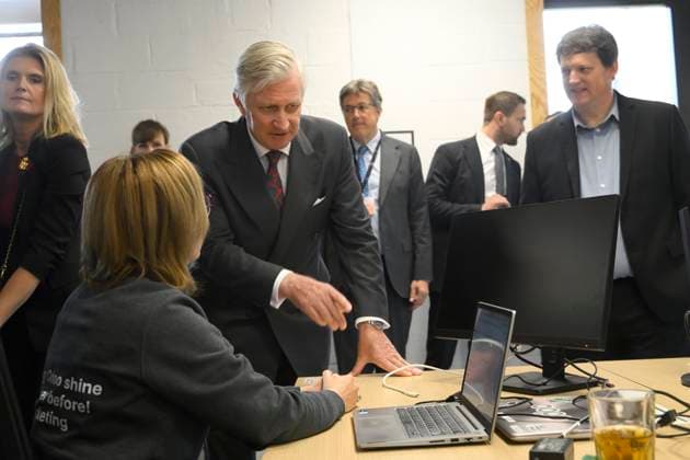 Interregional Royal Visit to WalloniaFlanders 2026 LOUVAIN - LA-NEUVE, BELGIUM - APRIL 21: King Philippe of Belgium pictured visiting Odoo during the first Interregional Royal Visit to WalloniaFlanders on April 21, 2026 in Louvain - La-Neuve, Belgium, 21 04 2026 Louvain - La-Neuve Belgium  Copyright: xPhilipxReynaersx