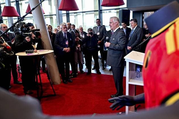 King Philippe - Filip of Belgium pictured during a royal visit at the Red Matins Hotel in Tubize, Tuesday 21 April 2026. Belgian king is on a two-day interregional business visit to Flanders and Wallonia, organized with the Flemish and Walloon business networks VOKA and AKT, with 40 business leaders from both regions.  DIRKxWAEM 171533360