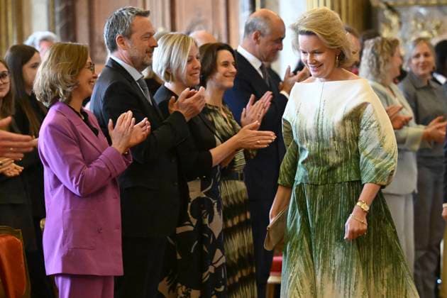 Queen Mathilde presents the Queen Mathilde Prize 2026 BRUSSELS, BELGIUM - APRIL 21 : Queen Mathilde presents the Queen Mathilde Prize at the Royal Palace in Brussels. Every year, the Queen Mathilde Fund (FRM) supports inspiring initiatives aimed at helping vulnerable children and young people to build their lives and look to the future on April 21, 2026 in Brussels, Belgium, 21 04 2026 Brussels Belgium  Copyright: xDidierxLebrunx