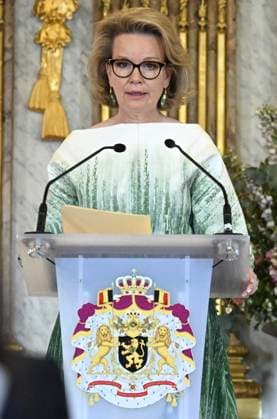 Queen Mathilde presents the Queen Mathilde Prize 2026 BRUSSELS, BELGIUM - APRIL 21 : Queen Mathilde presents the Queen Mathilde Prize at the Royal Palace in Brussels. Every year, the Queen Mathilde Fund (FRM) supports inspiring initiatives aimed at helping vulnerable children and young people to build their lives and look to the future on April 21, 2026 in Brussels, Belgium, 21 04 2026 Brussels Belgium  Copyright: xDidierxLebrunx