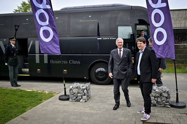 King Philippe - Filip of Belgium and Odoo CEO Fabien Pinckaers pictured during a royal visit at ODOO company in Louvain-la-Neuve around ICT, AI and formation, Tuesday 21 April 2026. Belgian king is on a two-day interregional business visit to Flanders and Wallonia, organized with the Flemish and Walloon business networks VOKA and AKT, with 40 business leaders from both regions.  DIRKxWAEM 171533541