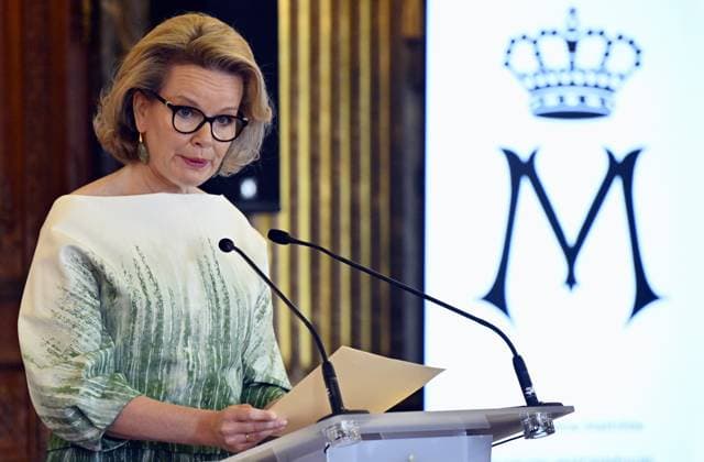 Queen Mathilde of Belgium pictured during the Queen Mathilde Fund (FRM - KMF) Award ceremony, on Tuesday 21 April 2026, at the Royal Palace in Brussels. Every year, the Queen Mathilde Fund supports inspiring initiatives aimed at helping vulnerable children and young people build their lives and look toward the future.  ERICxLALMAND 171542152