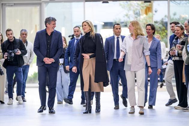 Arnhem, The Netherlands, 2026-04-21 12:51:02 ARNHEM, 21-04-2026, Cleantech Park. Queen Maxima visits Cleantech Park Arnhem. Arnhem has been named SME City 2026 by the business association MKB-Nederland. Every year, MKB-Nederland awards this title to a city or region that demonstrates it stands alongside entrepreneurs, actively works towards an attractive business climate, supports collaboration with entrepreneurs, and offers space for innovation, growth, and networking. PHOTO: NLBeeld Patrick van Emst Credit: NL Beeld Patrick van Emst Copyright: xx x