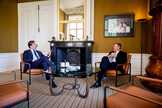 21-04-2026 Palace King Willem-Alexander during a meeting with Minister Vincent Karremans van Infrastructuur en Waterstaatat palace Huis ten Bosch in The Hague. Â  Copyright: xPPEx
