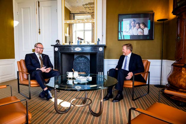 21-04-2026 Palace King Willem-Alexander during a meeting with Minister Pieter Heerma van Binnenlandse Zaken en Koninkrijksrelaties at palace Huis ten Bosch in The Hague. Â  Copyright: xPPEx