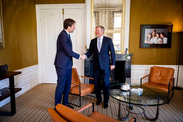 21-04-2026 Palace King Willem-Alexander during a meeting with Minister Vincent Karremans van Infrastructuur en Waterstaatat palace Huis ten Bosch in The Hague. Â  Copyright: xPPEx