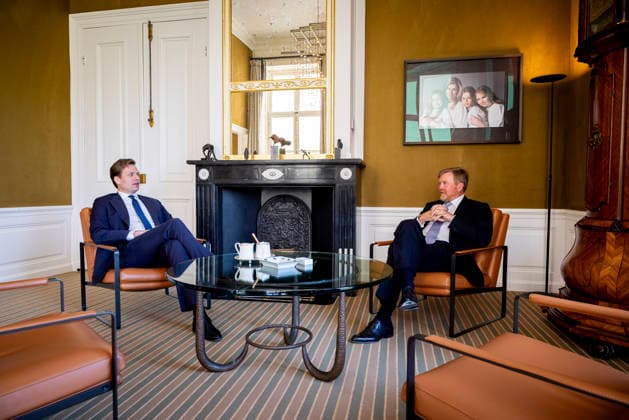 21-04-2026 Palace King Willem-Alexander during a meeting with Minister Vincent Karremans van Infrastructuur en Waterstaatat palace Huis ten Bosch in The Hague. Â  Copyright: xPPEx