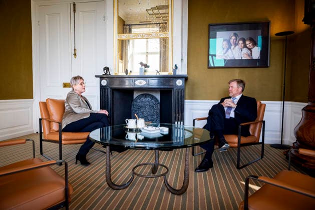 21-04-2026 Palace King Willem-Alexander during a meeting with Minister Rianne Letschert van Onderwijs, Cultuur en Wetenschap at palace Huis ten Bosch in The Hague. Â  Copyright: xPPEx