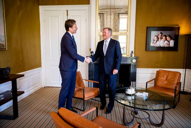21-04-2026 Palace King Willem-Alexander during a meeting with Minister Vincent Karremans van Infrastructuur en Waterstaatat palace Huis ten Bosch in The Hague. Â  Copyright: xPPEx